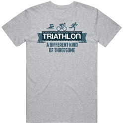 Triathlon A Different Kind Of Threesome Funny Athlete Runner Worn Look Unisex T Shirt Triathlon A Different Kind Of Threesome Funny Athlete Runner Worn Look Unisex T Shirt