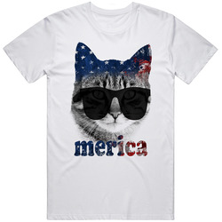 Merica Cat - Funny 4th July Unisex T Shirt Merica Cat - Funny 4th July Unisex T Shirt
