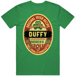 Duffy Original Irish Stout Beer Label St Patricks Day Last Name Cotton Irish Green T Shirt
