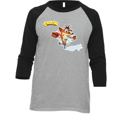 Crash Bandicoot Video Game Vintage Raglan Retro Raglan 3/4 Sleeve Shirt Crash Bandicoot Video Game Vintage Raglan Retro Raglan 3/4 Sleeve Shirt