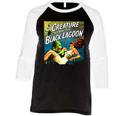 Creature From The Black Lagoon Movie Vintage Raglan Retro Raglan 3/4 Sleeve Shirt Creature From The Black Lagoon Movie Vintage Raglan Retro Raglan 3/4 Sleeve Shirt