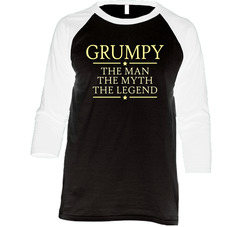Grumpy The Man The Myth The Legend Vintage Raglan Retro Raglan 3/4 Sleeve Shirt Grumpy The Man The Myth The Legend Vintage Raglan Retro Raglan 3/4 Sleeve Shirt