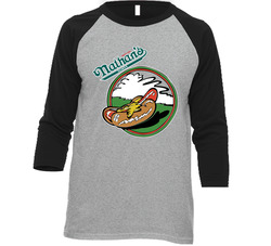 Nathan's Famous Hot Dog Vintage Raglan Retro Raglan 3/4 Sleeve Shirt Nathan's Famous Hot Dog Vintage Raglan Retro Raglan 3/4 Sleeve Shirt