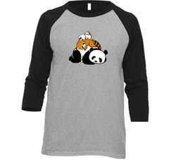 Cuddling Pile Of Napping Loving Panda Raccoon Bunny Pig In Vintage Raglan Retro Raglan 3/4 Sleeve Shirt Cuddling Pile Of Napping Loving Panda Raccoon Bunny Pig In Vintage Raglan Retro Raglan 3/4 Sleeve Shirt