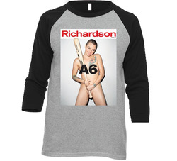 Belladonna Richardson Magazine Cover Porn Star Vintage Raglan Retro Raglan 3/4 Sleeve Shirt