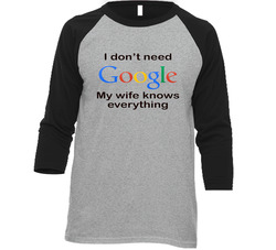I Don't Need Google My Wife Knows Everything Funny Vintage Raglan Retro Raglan 3/4 Sleeve Shirt I Don't Need Google My Wife Knows Everything Funny Vintage Raglan Retro Raglan 3/4 Sleeve Shirt