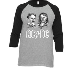 Ac Dc Line Charcoal Vintage Raglan Retro Raglan 3/4 Sleeve Shirt Ac Dc Line Charcoal Vintage Raglan Retro Raglan 3/4 Sleeve Shirt