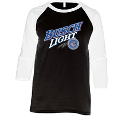 Busch Beer Light Bud New Anheuser Vintage Raglan Retro Raglan 3/4 Sleeve Shirt Busch Beer Light Bud New Anheuser Vintage Raglan Retro Raglan 3/4 Sleeve Shirt