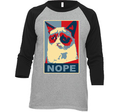 Grumpy Cat Nope Hope Poster Funny Meme Vintage Raglan Retro Raglan 3/4 Sleeve Shirt Grumpy Cat Nope Hope Poster Funny Meme Vintage Raglan Retro Raglan 3/4 Sleeve Shirt