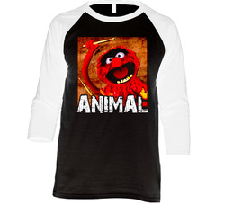 The Muppets Animal The Drummer Vintage Raglan Retro Raglan 3/4 Sleeve Shirt The Muppets Animal The Drummer Vintage Raglan Retro Raglan 3/4 Sleeve Shirt