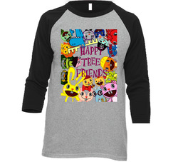 Happy Tree Friends Cartoon Classic Vintage Raglan Retro Raglan 3/4 Sleeve Shirt Happy Tree Friends Cartoon Classic Vintage Raglan Retro Raglan 3/4 Sleeve Shirt