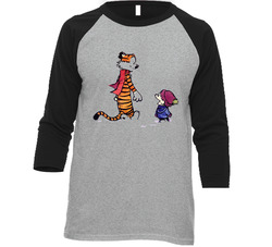 Calvin And Hobbes Exploring Snow Vintage Raglan Retro Raglan 3/4 Sleeve Shirt Calvin And Hobbes Exploring Snow Vintage Raglan Retro Raglan 3/4 Sleeve Shirt