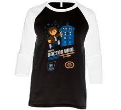 Doctor Who Super Doctor Nintendo Vintage Raglan Retro Raglan 3/4 Sleeve Shirt Doctor Who Super Doctor Nintendo Vintage Raglan Retro Raglan 3/4 Sleeve Shirt