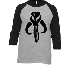 Boba Fett Mandalorian Emblem Vintage Raglan Retro Raglan 3/4 Sleeve Shirt Boba Fett Mandalorian Emblem Vintage Raglan Retro Raglan 3/4 Sleeve Shirt