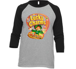 Lucky Charms Cereal Morning Breakfast Marshmallow Vintage Raglan Retro Raglan 3/4 Sleeve Shirt Lucky Charms Cereal Morning Breakfast Marshmallow Vintage Raglan Retro Raglan 3/4 Sleeve Shirt