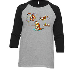 A Day In The Life Of Calvin And Hobbes Vintage Raglan Retro Raglan 3/4 Sleeve Shirt A Day In The Life Of Calvin And Hobbes Vintage Raglan Retro Raglan 3/4 Sleeve Shirt