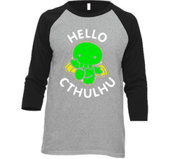 Hello Cthulhu Kitty Parody Vintage Raglan Retro Raglan 3/4 Sleeve Shirt Hello Cthulhu Kitty Parody Vintage Raglan Retro Raglan 3/4 Sleeve Shirt
