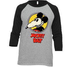 Mickey Rat White Vintage Raglan Retro Raglan 3/4 Sleeve Shirt Mickey Rat White Vintage Raglan Retro Raglan 3/4 Sleeve Shirt