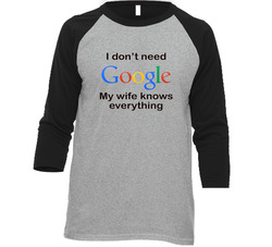 I Don't Need Google My Wife Knows Everything Funny Vintage Raglan Retro Raglan 3/4 Sleeve Shirt I Don't Need Google My Wife Knows Everything Funny Vintage Raglan Retro Raglan 3/4 Sleeve Shirt