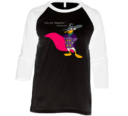 Darkwing Duck Lets Get Cartoon Vintage Raglan Retro Raglan 3/4 Sleeve Shirt Darkwing Duck Lets Get Cartoon Vintage Raglan Retro Raglan 3/4 Sleeve Shirt