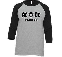 Raiders Ac Dc Vintage Raglan Retro Raglan 3/4 Sleeve Shirt Raiders Ac Dc Vintage Raglan Retro Raglan 3/4 Sleeve Shirt