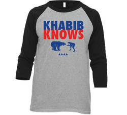 Khabib Knows Nurmagomedov Russian Mixed Martial Artist Fighting A Bear Vintage Raglan Retro Raglan 3/4 Sleeve Shirt Khabib Knows Nurmagomedov Russian Mixed Martial Artist Fighting A Bear Vintage Raglan Retro Raglan 3/4 Sleeve Shirt