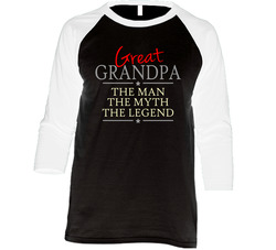 Great Grandpa The Man The Myth The Legend Vintage Raglan Retro Raglan 3/4 Sleeve Shirt Great Grandpa The Man The Myth The Legend Vintage Raglan Retro Raglan 3/4 Sleeve Shirt