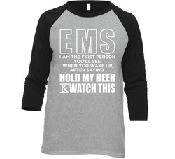 Ems - Hold My Beer Vintage Raglan Retro Raglan 3/4 Sleeve Shirt Ems - Hold My Beer Vintage Raglan Retro Raglan 3/4 Sleeve Shirt