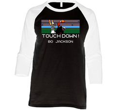 Tecmo Bowl Bo Jackson Nes Vintage Raglan Retro Raglan 3/4 Sleeve Shirt