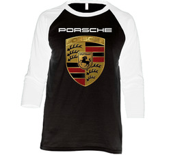 Porsche Black Vintage Raglan Retro Raglan 3/4 Sleeve Shirt Porsche Black Vintage Raglan Retro Raglan 3/4 Sleeve Shirt