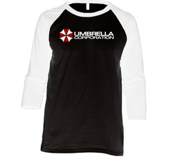 Umbrella Corporation Black Zombie Vintage Raglan Retro Raglan 3/4 Sleeve Shirt Umbrella Corporation Black Zombie Vintage Raglan Retro Raglan 3/4 Sleeve Shirt