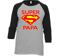 Super Papa Vintage Raglan Retro Raglan 3/4 Sleeve Shirt Super Papa Vintage Raglan Retro Raglan 3/4 Sleeve Shirt