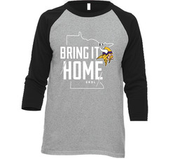 Minnesota Vikings Skol Nfc Championship Bring It Home Vintage Raglan Retro Raglan 3/4 Sleeve Shirt Minnesota Vikings Skol Nfc Championship Bring It Home Vintage Raglan Retro Raglan 3/4 Sleeve Shirt