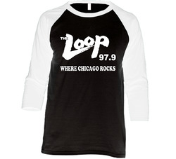 The Loop 97.9 Wlup Where Chicago Rocks Vintage Raglan Retro Raglan 3/4 Sleeve Shirt The Loop 97.9 Wlup Where Chicago Rocks Vintage Raglan Retro Raglan 3/4 Sleeve Shirt