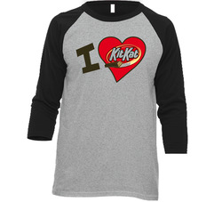 I Heart Kit Kat Chocolate Classic Vintage Raglan Retro Raglan 3/4 Sleeve Shirt
