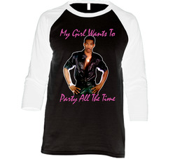 Eddie Murphy Retro Party All The Time Vintage Raglan Retro Raglan 3/4 Sleeve Shirt Eddie Murphy Retro Party All The Time Vintage Raglan Retro Raglan 3/4 Sleeve Shirt