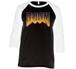 Doom Cult Classic Video Game Shooter Vintage Raglan Retro Raglan 3/4 Sleeve Shirt