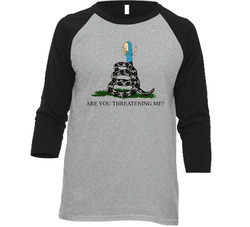 Are You Threatening Me Beavis And Butthead Don't Tread On Me Mashup Parody Vintage Raglan Retro Raglan 3/4 Sleeve Shirt Are You Threatening Me Beavis And Butthead Don't Tread On Me Mashup Parody Vintage Raglan Retro Raglan 3/4 Sleeve Shirt