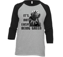 Kermit The Frog It's Not Easy Being Green Vintage Raglan Retro Raglan 3/4 Sleeve Shirt Kermit The Frog It's Not Easy Being Green Vintage Raglan Retro Raglan 3/4 Sleeve Shirt