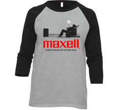 Maxell Casette Tape Blown Away Vintage Raglan Retro Raglan 3/4 Sleeve Shirt Maxell Casette Tape Blown Away Vintage Raglan Retro Raglan 3/4 Sleeve Shirt