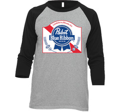 Pabst Blue Ribbon Beer 80s Retro Vintage Raglan Retro Raglan 3/4 Sleeve Shirt Pabst Blue Ribbon Beer 80s Retro Vintage Raglan Retro Raglan 3/4 Sleeve Shirt