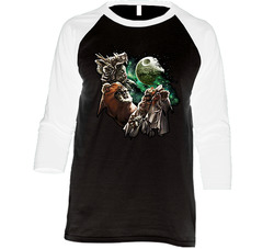 Three Ewok Moon Funny Star Wars Parody Joke Vintage Raglan Retro Raglan 3/4 Sleeve Shirt Three Ewok Moon Funny Star Wars Parody Joke Vintage Raglan Retro Raglan 3/4 Sleeve Shirt