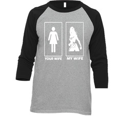 Your Wife My Wife Wonder Woman Movie Fan Cool Trending Vintage Raglan Retro Raglan 3/4 Sleeve Shirt Your Wife My Wife Wonder Woman Movie Fan Cool Trending Vintage Raglan Retro Raglan 3/4 Sleeve Shirt