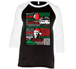 National Lampoon's Christmas Vacation Holiday Movie Quote Mashup Vintage Raglan Retro Raglan 3/4 Sleeve Shirt