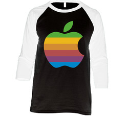 80s Apple Rainbow Logo Vintage Raglan Retro Raglan 3/4 Sleeve Shirt 80s Apple Rainbow Logo Vintage Raglan Retro Raglan 3/4 Sleeve Shirt