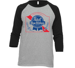 Pabst Blue Ribbon Beer Vintage Raglan Retro Raglan 3/4 Sleeve Shirt Pabst Blue Ribbon Beer Vintage Raglan Retro Raglan 3/4 Sleeve Shirt