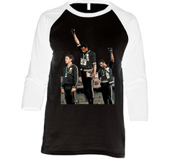John Carlos Tommie Smith Black Power Salute 1968 Summer Olympics Vintage Raglan Retro Raglan 3/4 Sleeve Shirt John Carlos Tommie Smith Black Power Salute 1968 Summer Olympics Vintage Raglan Retro Raglan 3/4 Sleeve Shirt