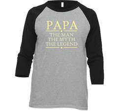 Papa The Man The Myth The Legend Vintage Raglan Retro Raglan 3/4 Sleeve Shirt