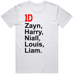 One Direction Members Name White Women's Unisex T Shirt One Direction Members Name White Women's Unisex T Shirt