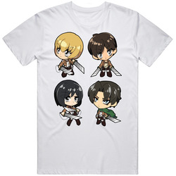 Attack On Titan - Cute Armin Eren Mikasa Levi White Unisex T Shirt Attack On Titan - Cute Armin Eren Mikasa Levi White Unisex T Shirt